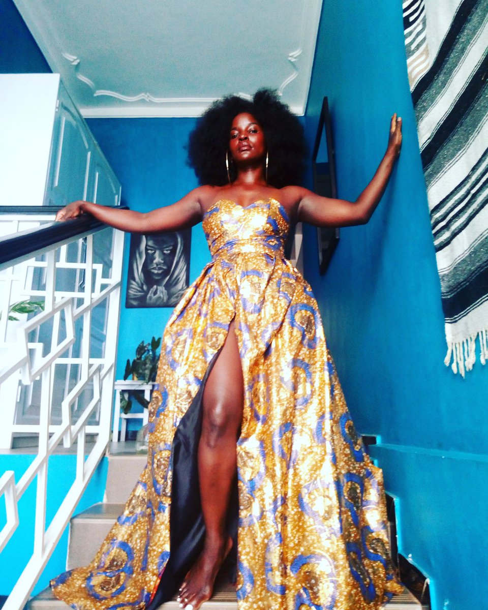 Today I turn 43! So I woke up, got dressed up in one of my favourite pieces by <a href="/olivia_mukasa/">Mukasa Olivia Mukwanga</a> and went to sit on the stairs!
Happy Birthday To Me!😂
.
.
.
.
.
#chroniclesofnana 
#black_phoenix256 #nanakagga #melanin #40plusandfabulous #happybirthdaytome #life #love #AfricanQueen