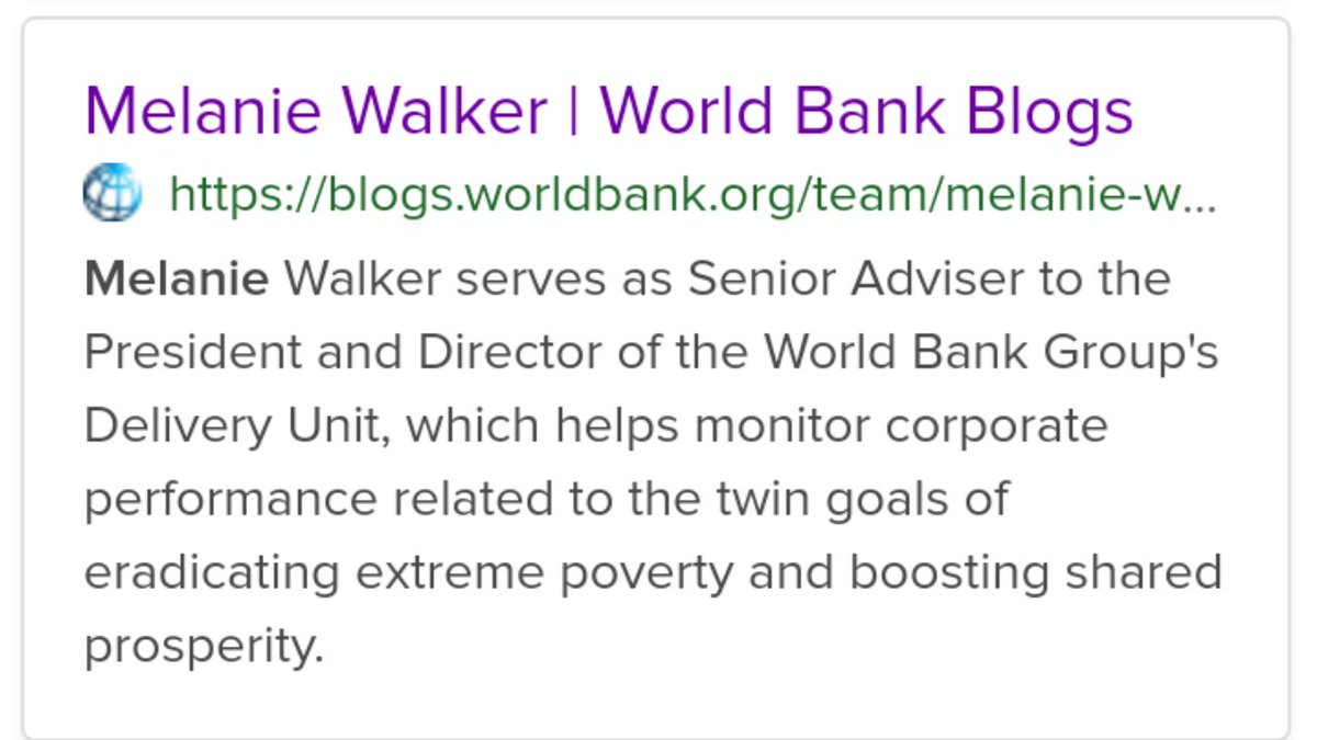 Melanie Walker definitely gets around...  World Bank