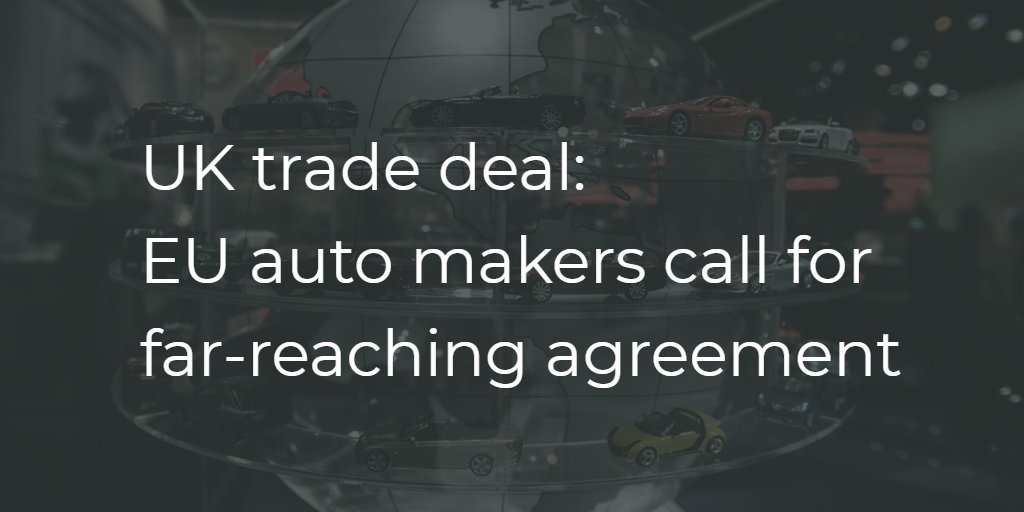 🇬🇧 UK trade deal: 🇪🇺 EU #auto makers call for far-reaching agreement 📑 "We are very concerned that the time remaining under the transitional arrangement is insufficient, especially given the on-going #COVID19 crisis." | PRESS RELEASE: acea.be/press-releases…