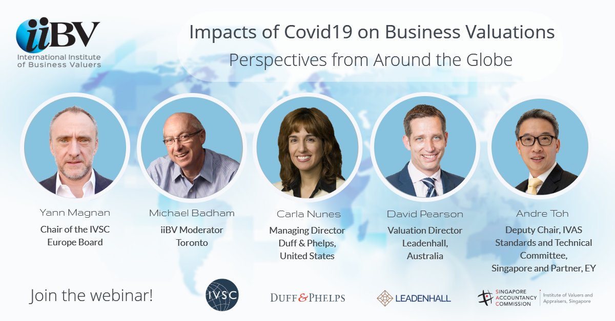 mgvaluation's tweet photo. On behalf of the iiBV, IVSC, IVAS, Duff &amp; Phelps and Leadenhall, please find the webinar Impacts of COVID 19 on Business Valuation - Perspectives from Around the Globe  https://t.co/CF4q12Qxx8 #globalvaluation #financialreporting #businessvaluation https://t.co/qjSrxZxNTe