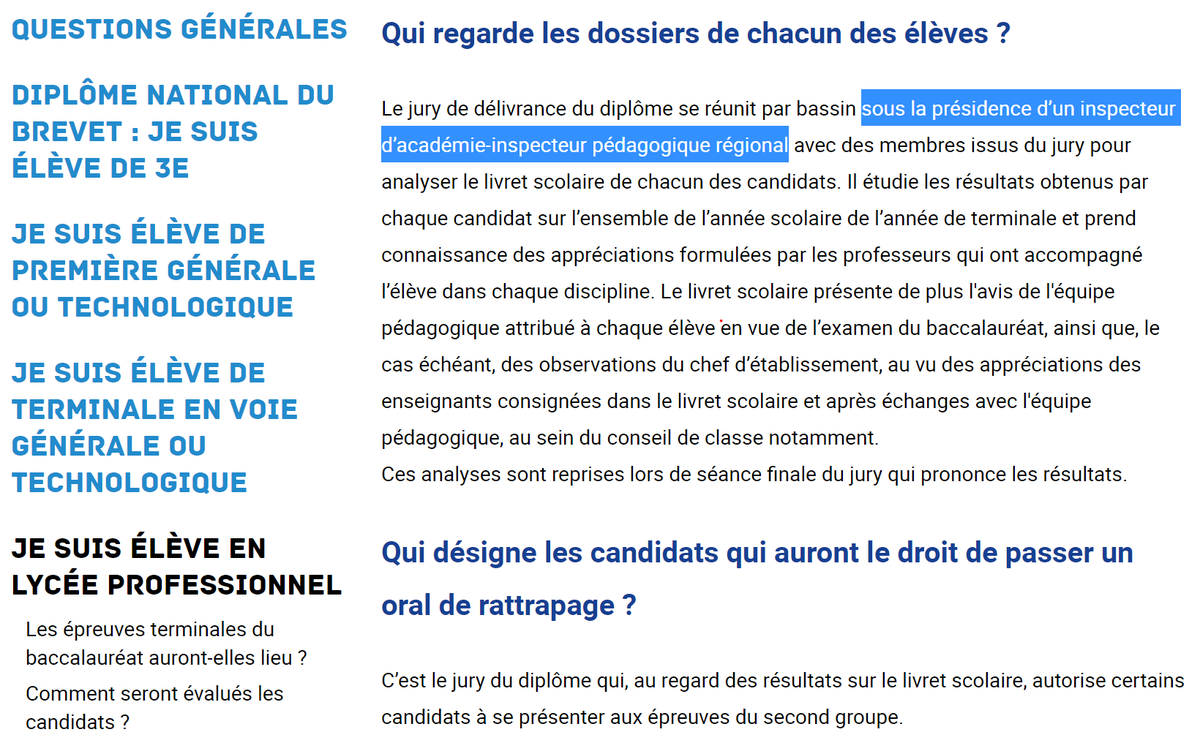 bdeguerville's tweet photo. FAQ @EducationFrance : il est précisé que le jury de délivrance du #BacPro se fera sous la présidence d'un IA-IPR 🙄 Pourquoi pas un IEN ?
Erreur de copié-collé du paragraphe concernant le #bacgeneral #bactechno ou est-ce une disposition liée au statut de chacun qui m'échappe ?🤔 https://t.co/cIxQlAzpNd