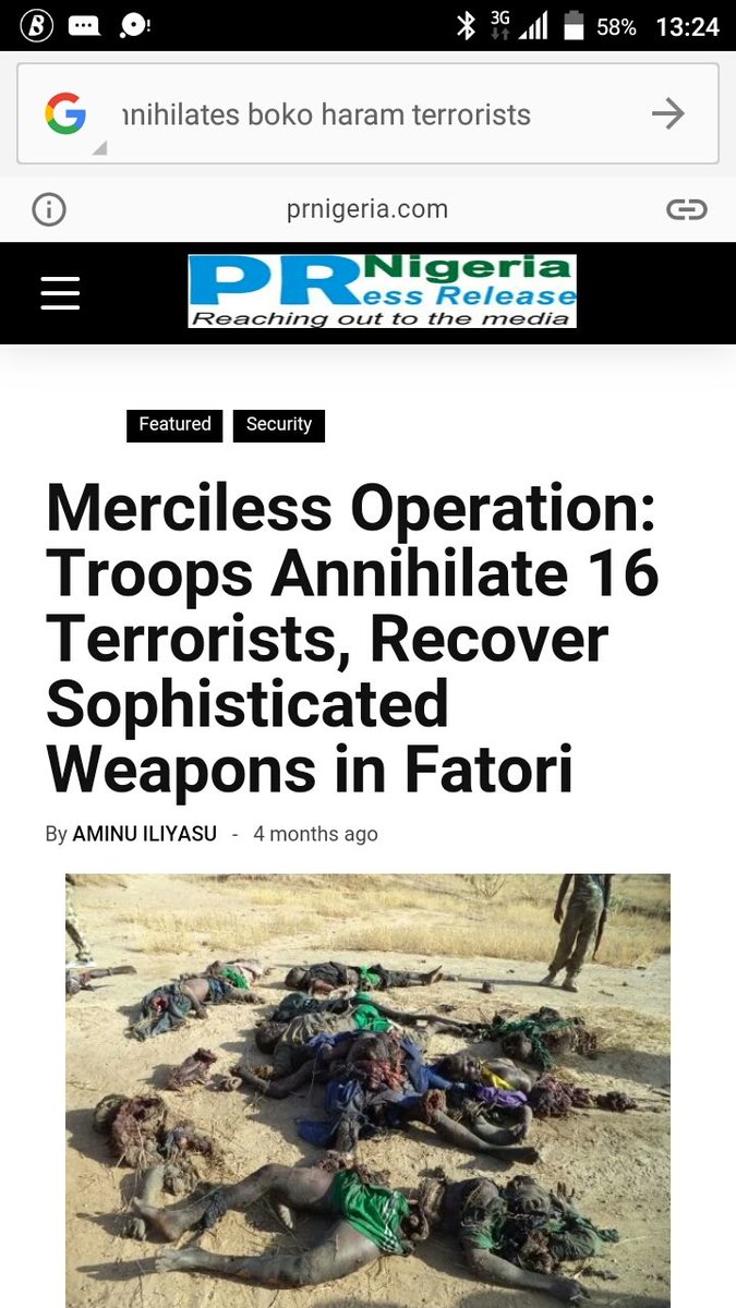 11. The truth is the naija army has been dealing decisively with the terrorists and killing them like chicken a long time but the BHTs propaganda is very potent, no thanks to our BH SM sympathisers, bloggers, rogue media, fake NGOs and Saboteurs, angry youths and BH spokesman.