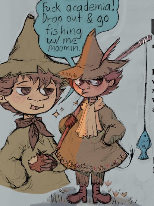 doodled the little snufkin on my shoulder who keeps telling me to quit college while I do my homework 