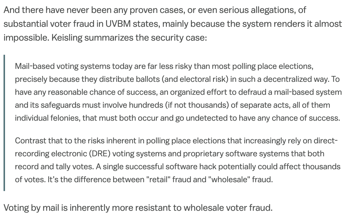 Been trying to tell y'all.  https://www.vox.com/policy-and-politics/2017/5/27/15701708/voting-by-mail