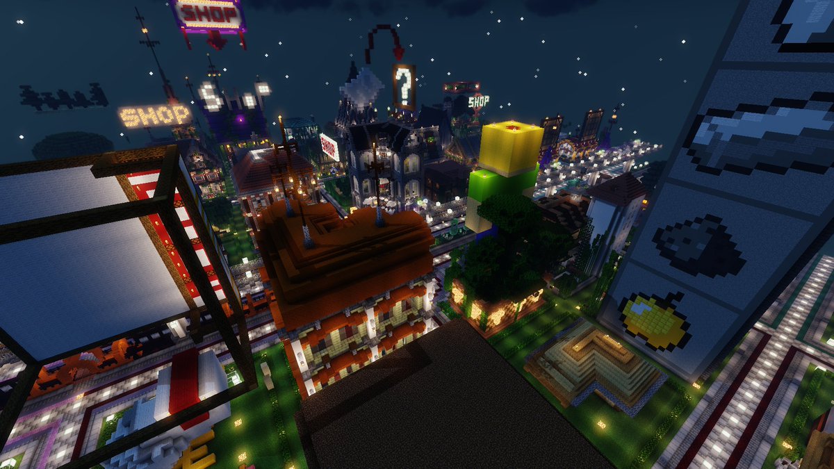 この鯖 マインクラフトマルチプレイサーバ マイクラマルチサーバー この鯖 お初タウン中央部です 影modでの夜景 すごくきれいです お出かけしにくい毎日ですが オンラインでも人との交流は健康に良いそうです マイクラで この鯖を是非訪問して