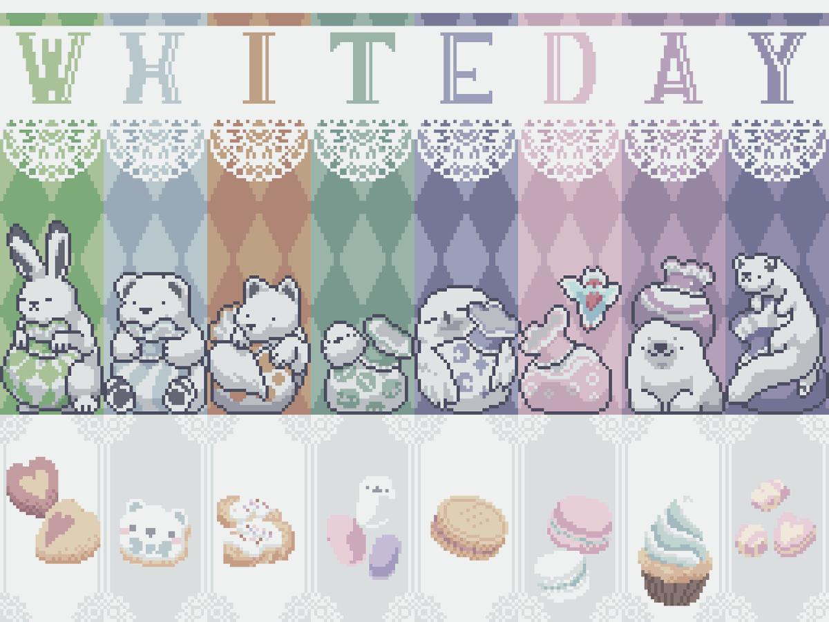 今日は白の日なので私の白系のドット絵を見て。
#pixelart #ドット絵 