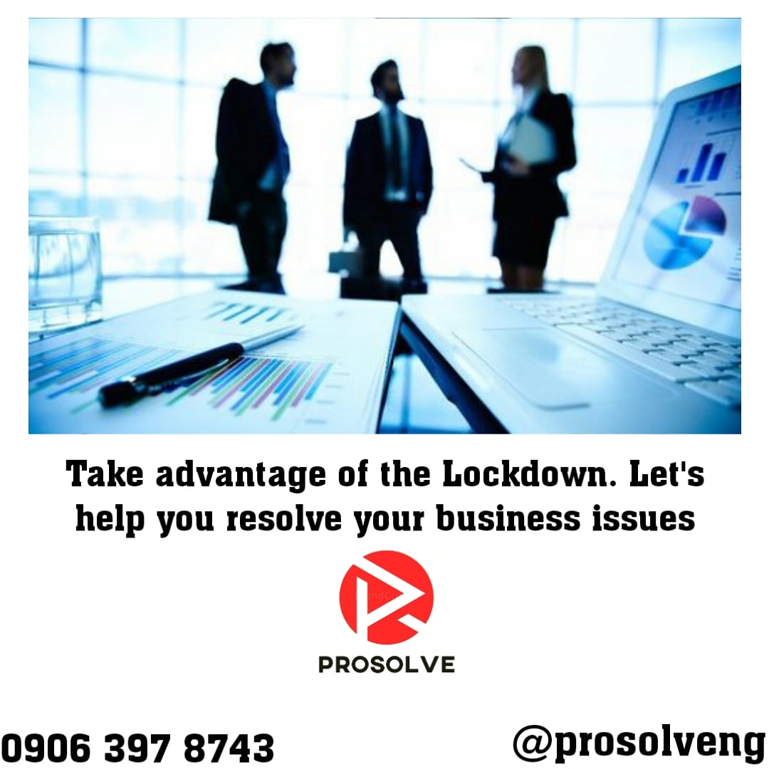 ProsolveNG's tweet photo. The lockdown offers you a golden opportunity to review your business processes and effect improvements where necessary. 

Don't let this chance slip away. Let's discuss how we can assist you with any of the following:

1. Putting your Accounts in order. https://t.co/PVNJqSrTnH