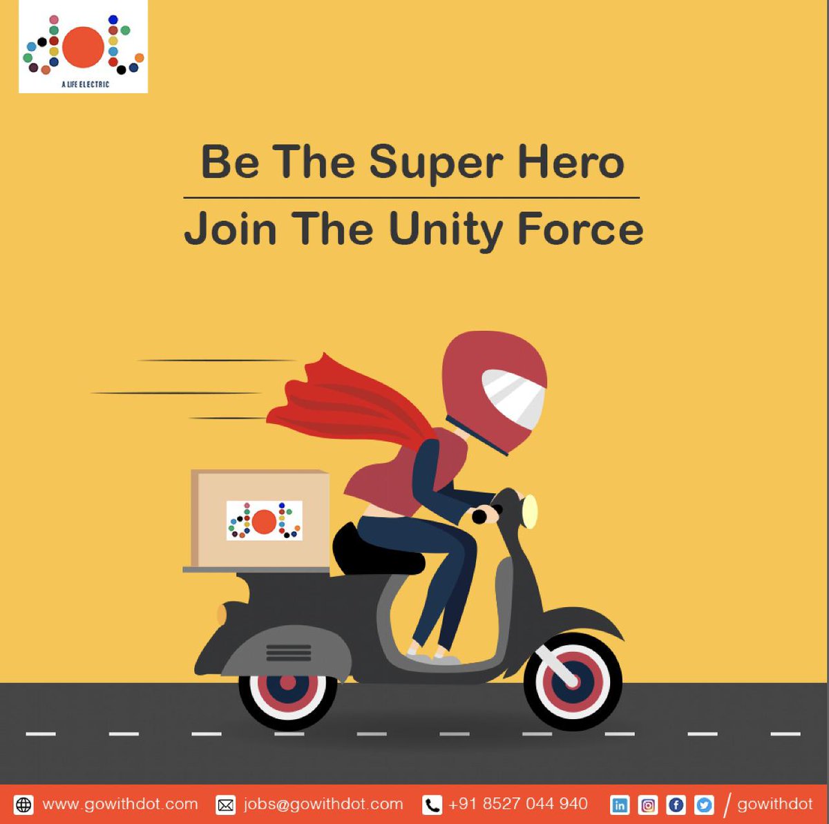 GOWITHDOT's tweet photo. A true hero is one who brings happiness and raises everyone’s spirits.

What are you waiting for, be the superhero, Join the Unity Force.

#gowithdot #unityforce #wearehiring #stayhome #staysafe #corona #weareinittogether https://t.co/i2ufcksKcq