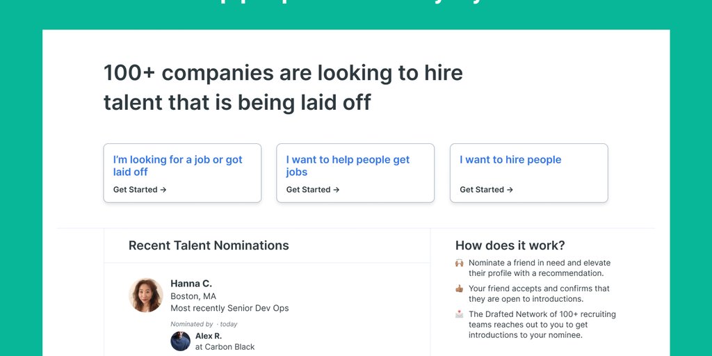 zmrobins's tweet photo. We just launched our Layoff Network on Product Hunt. Really proud of what we put together in a short time! https://t.co/uO9ZPmCFhX https://t.co/LCyZWQqdEu