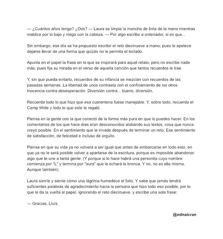 xdnaicran's tweet photo. Estamos a puntito de terminar y yo no pude evitar sentir una pequeña punzada al acabar este reto. Lo que no sé es si la punzada era de dolor o de orgullo. Quizás de ambas. 

@tazodemew, me quedo ✨ 

[#CampWrite #Reto20] https://t.co/LUwhNN597Y