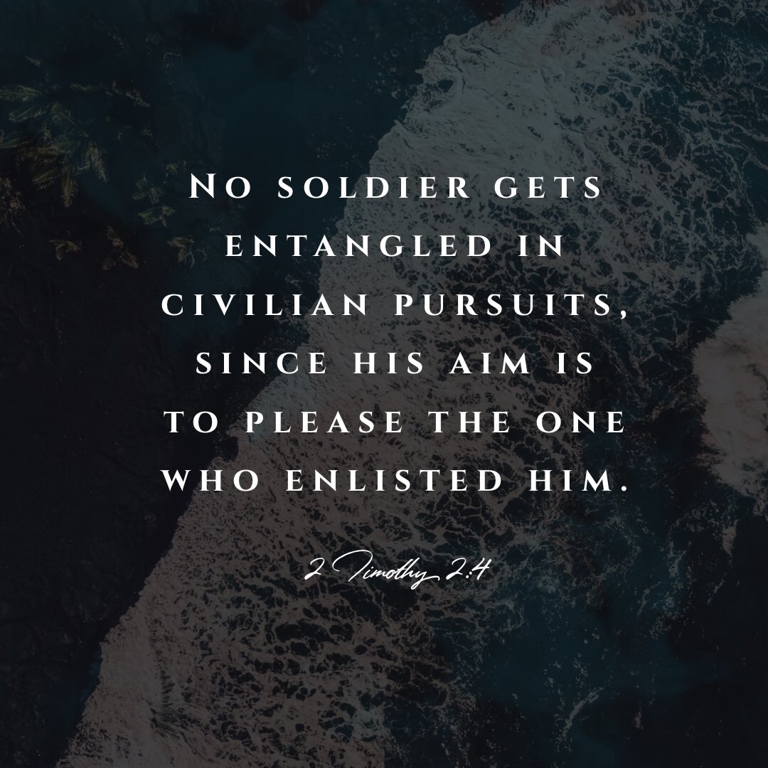redemptionwv's tweet photo. Share in suffering as a good soldier of Christ Jesus. No soldier gets entangled in civilian pursuits, since his aim is to please the one who enlisted him. -2 Timothy 2:3-4 https://t.co/3RC4JteP35