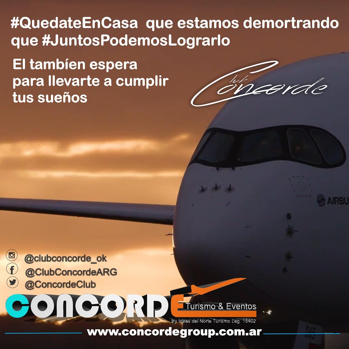 ConcordeClub's tweet photo. Comienza una nueva y gracias a vos estamos más cerca de poder a abrazarnos y vivir momentos inolvidables. Por ahora seguí haciendo las cosas por vos, tu familia y por todos; y #QuedateEnCasa https://t.co/nuFpQtTzZl