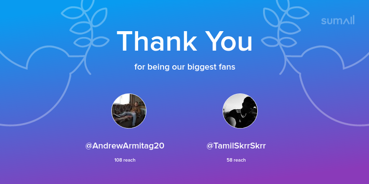 MeisterUzi's tweet photo. Our biggest fans this week: AndrewArmitag20, TamilSkrrSkrr. Thank you! via https://t.co/HMY1pGy3mJ https://t.co/xhsxT0yrfB