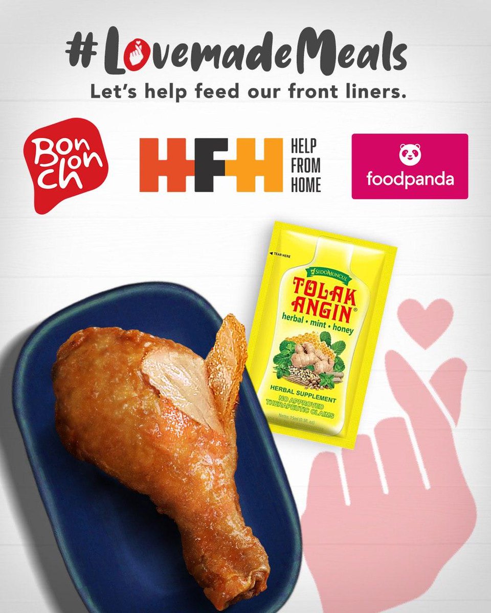 HelpfromhomePH's tweet photo. Have you thanked a frontliner today? 

#BonChonPH has pledged to donate #LovemadeMeals to our frontliners! 😋❤️ Through #HelpFromHomePH, they will be able to supply meals for organizations, hospitals and foundations! 🙌

Message us!
👉 https://t.co/lTpduIbAXa

HFHPH #phcvdonate https://t.co/FBevPaS091