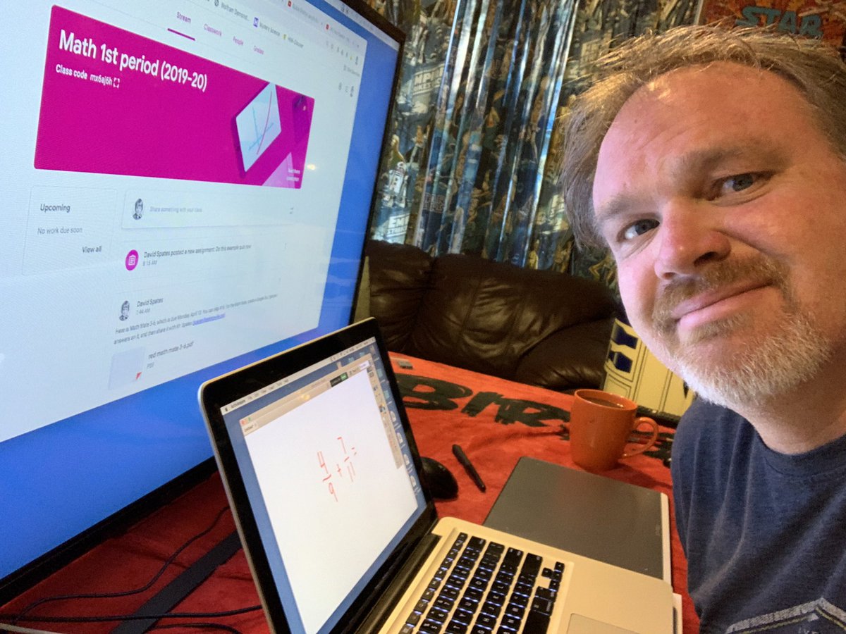 eskspates's tweet photo. If one screen is good, two screens must be better! The fifth grade students and I are gearing up for another great week of Virtual ESK. See you in the cyberspace! #ThisIsESK @EskLovely https://t.co/vaTf35uXp1