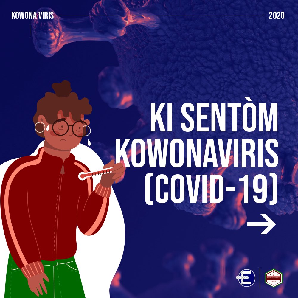ephatamedic's tweet photo. KOWONAVIRIS PA YON JWÈT SE BARE POU NOU BARE L

Men ki divès kalite sentòm nouvo maladi kowonaviris la (COVID-19) lè w genyen l:

- Li baw lafyèv
- Li fè w touse sèk de tanzantan
- Li fèw paka respire byen https://t.co/61G08MY2he