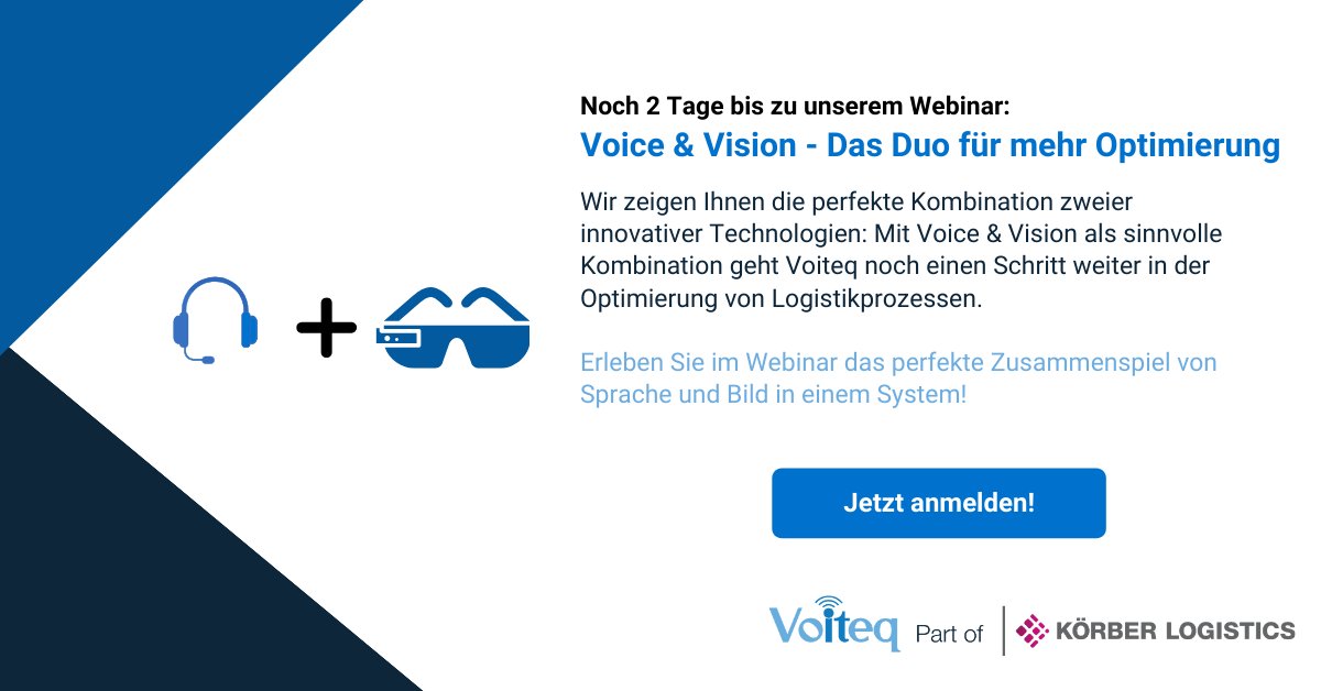 VoiteqGermany's tweet photo. Wenn Sie erfahren möchten, wie Sie Ihre Logistikprozesse durch die Kombination von Voice &amp; Vision weiter optimieren können, melden Sie sich jetzt zu unserem Webinar am 08.04.2020 um 10:00 Uhr an. https://t.co/DcblfZK5Yi
#voice #vision #logistics #picking https://t.co/3XqJijWbAl