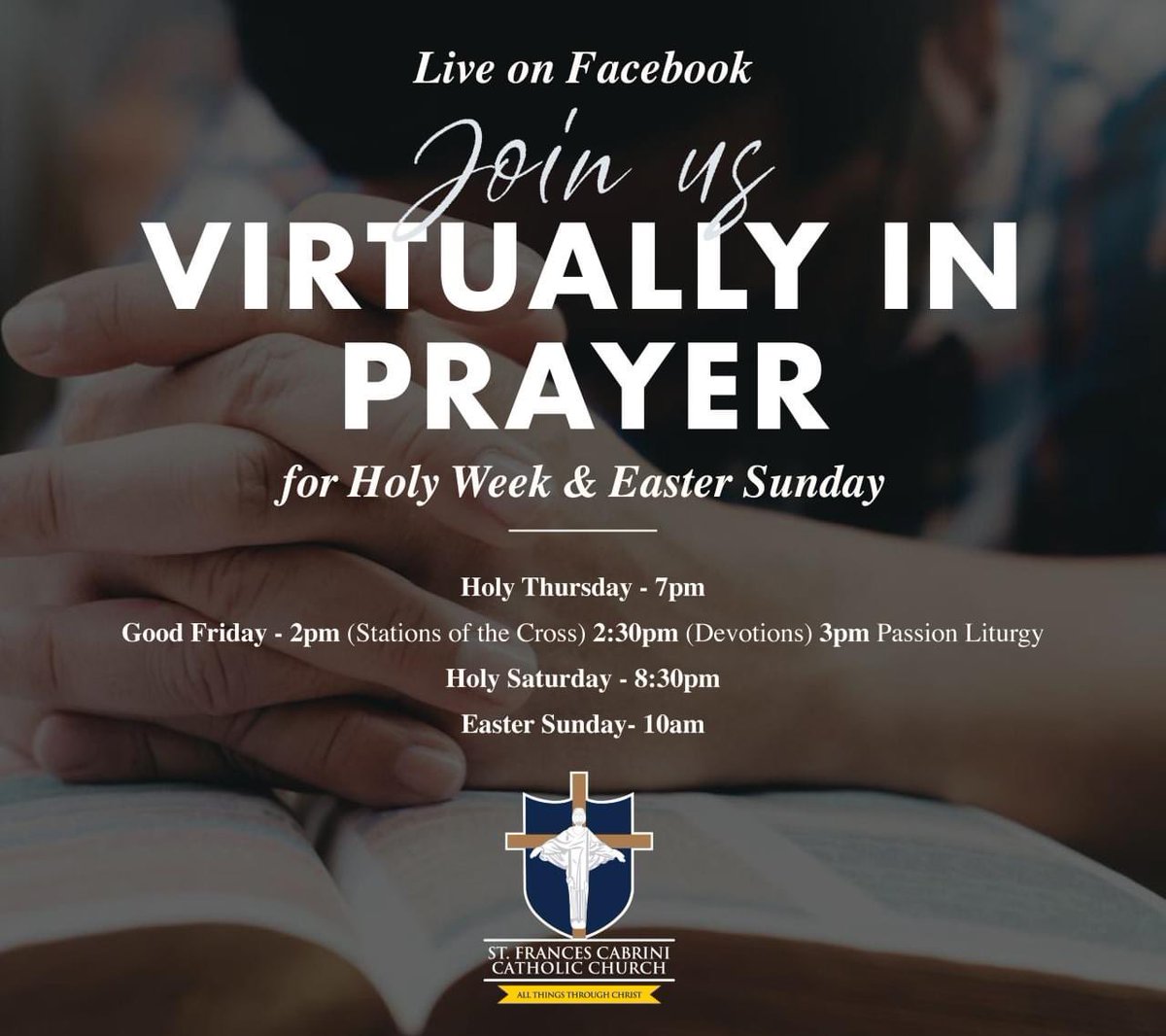 'So it is written that the Christ would suffer and on the third day rise from the dead' - Luke 24:46

✝️ Join us virtually in prayer this Holy Week and Easter. ✝️