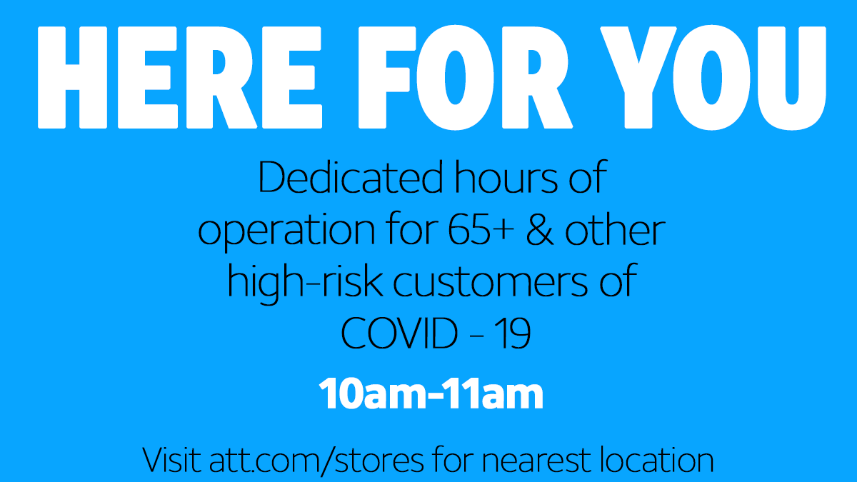 Essential stores are open. Visit att.com/stores to find your nearest location #connectedtogether