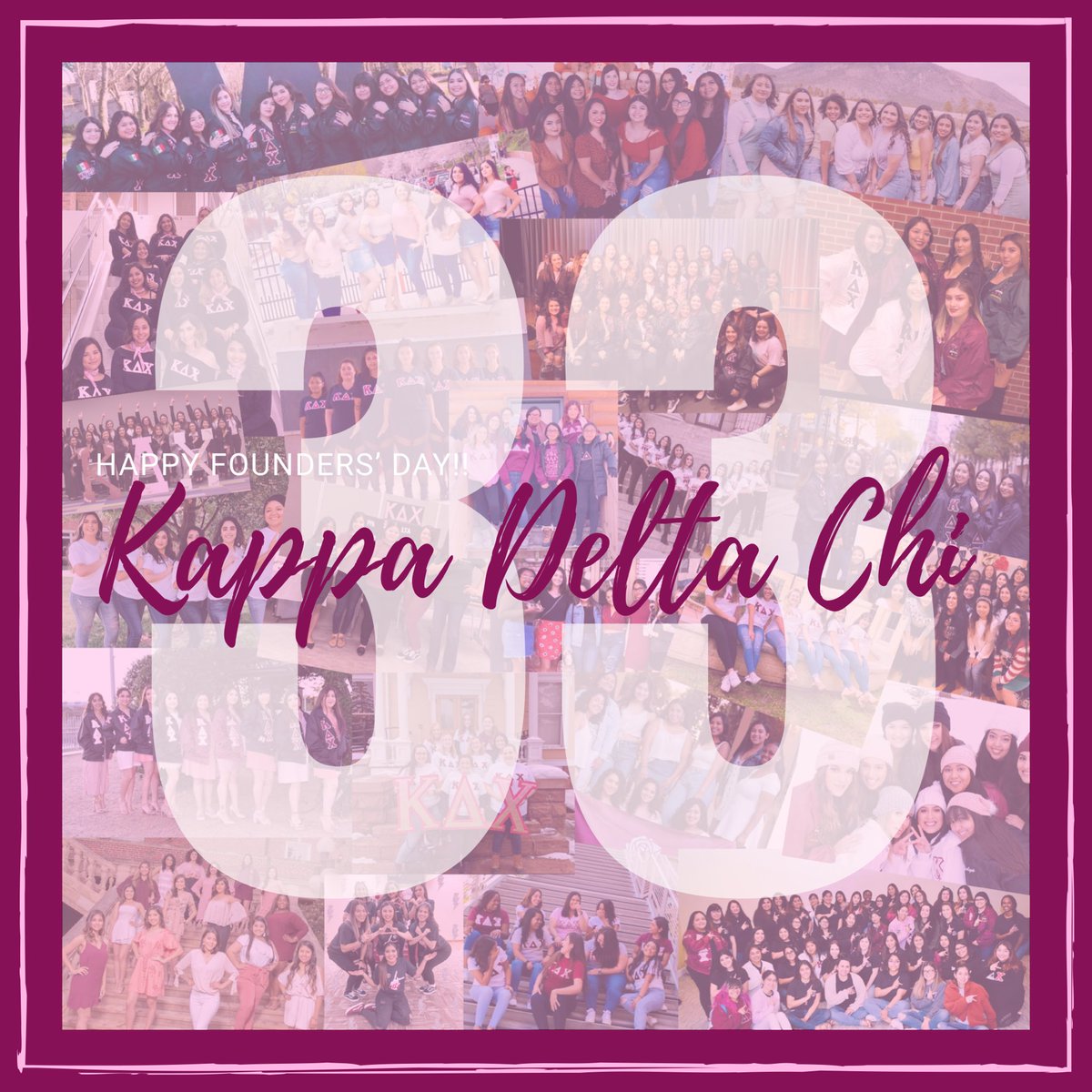 KDChi's tweet photo. Happy Founders’ Day! As we celebrate 33 strong years of Kappa Delta Chi Sorority, Inc., we thank Cynthia Garza-Fleitman, Nellie Flores-Ledesma, Irene Montoya, and Melissa Montoya-Cannon for creating the organization we love today.
#KDChi #ΚΔΧ #KappaDeltaChi https://t.co/yKu10IjfHp