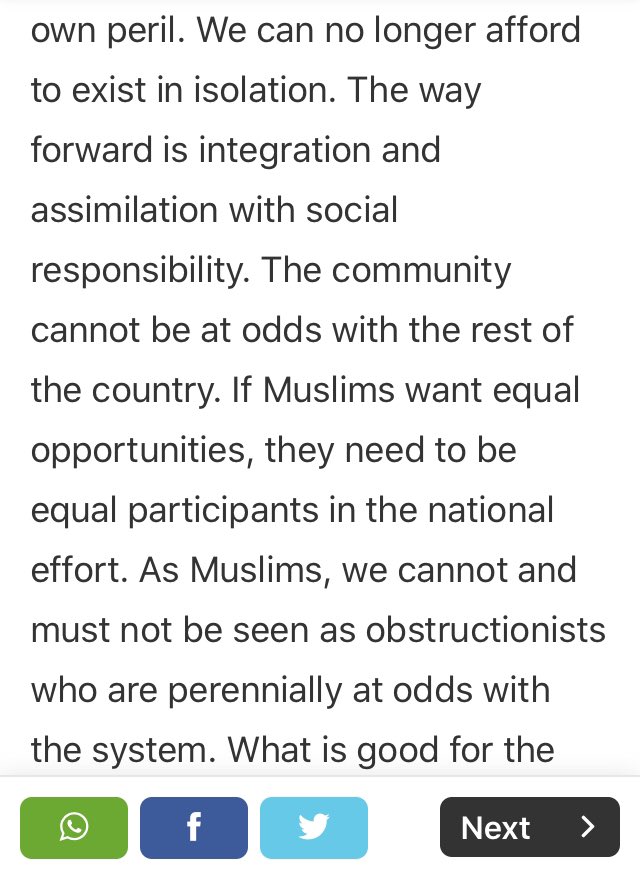 Mr  @javedmansariPls explain how Muslims ‘exist in isolation’? Aren’t Muslims Indian? Outsiders need to ‘integrate/assimilate’ into the mass. Insiders don’t. R u saying Muslims are outsiders who need to ‘integrate’? There are Muslim actors/tailors/engineers & journalists (Contd)  https://twitter.com/sardesairajdeep/status/1247096906783875072