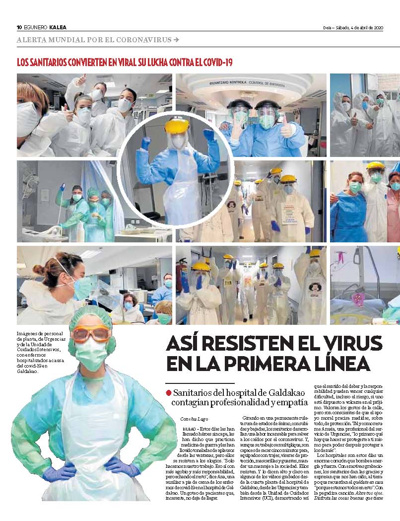 OSIBGaldakaoESI's tweet photo. 👉"Así resisten el virus en la primera línea", Concha Lago firma este artículo en @deia_eus en el que habla de la 👩‍⚕️👨‍⚕️profesionalidad y empatía de los y las profesionales del Hospital Galdakao-Usansolo🏥 https://t.co/4FVZLFKpxa