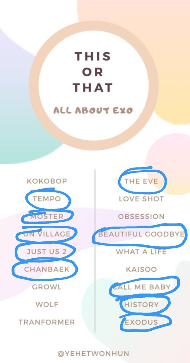 Exo edition this or that bingo