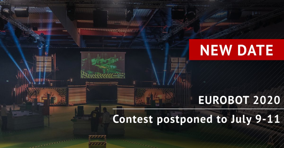 Due to the ongoing Covid-19 crisis, the Eurobot Open Final will be postponed to July 9th - 11th.

eurobot.org/eurobot/covid-…