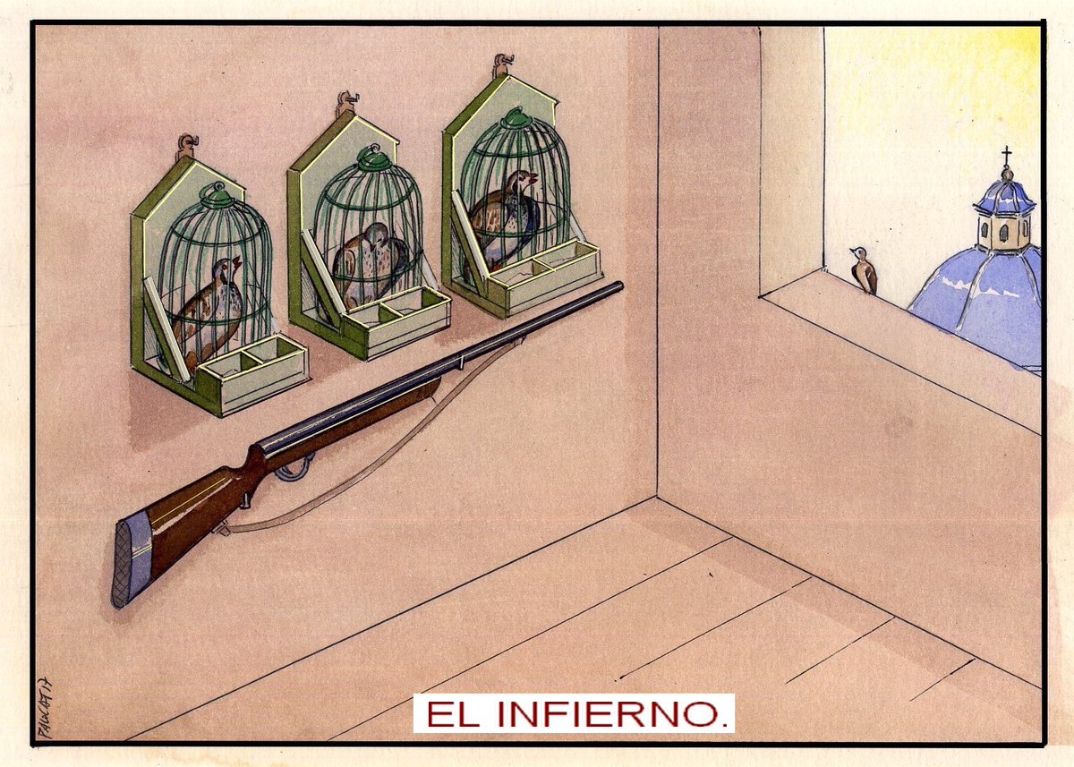 pacocatt's tweet photo. Viñeta rememorada.
Perdices prisioneras de por vida que se usan como reclamo para atraer a otras y matarlas. Habría que reconsiderar el concepto de pecado. La crueldad es de tal magnitud y cobardía que puede cegar de ira y de impotencia al que ama a los animales. https://t.co/7GcpXnMkw9