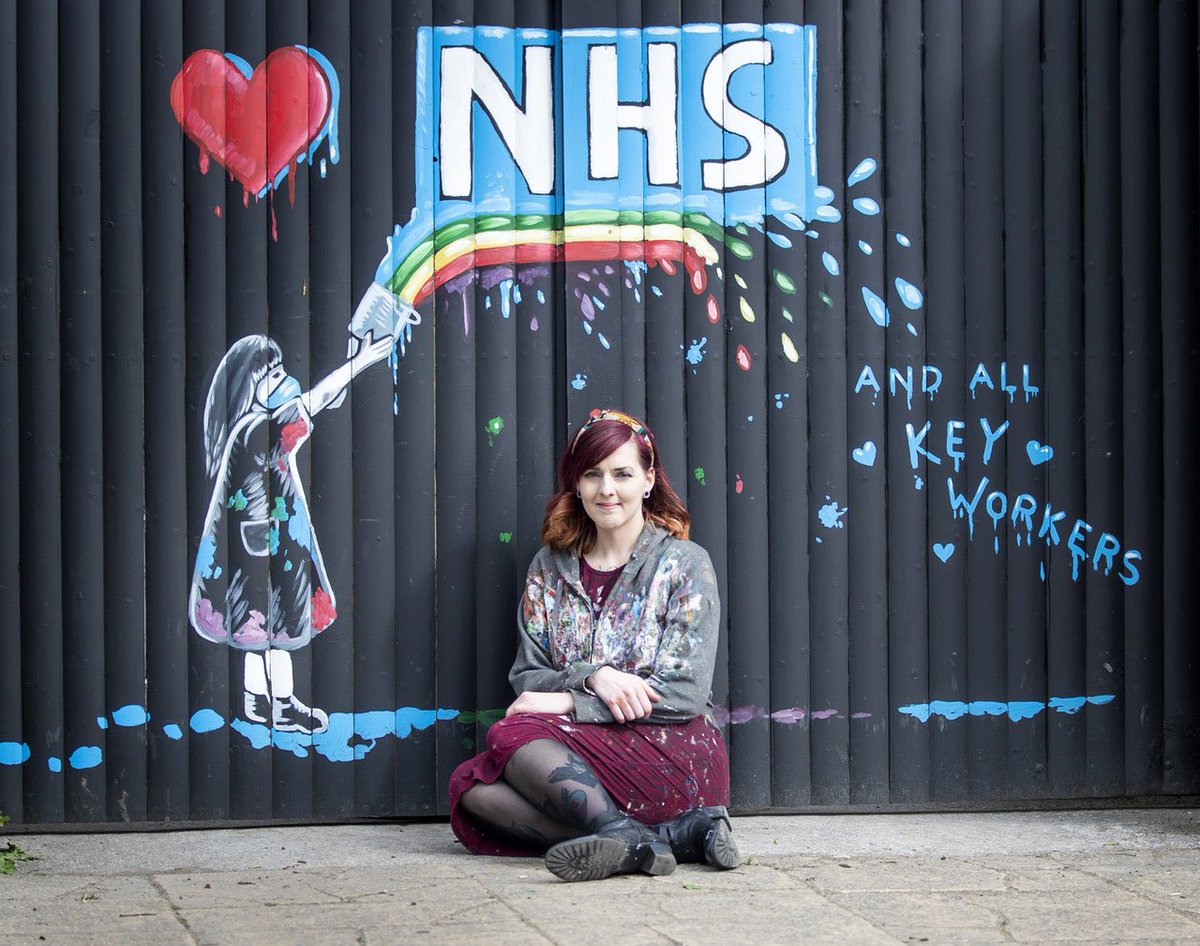 Absolutely love this #banksy style tribute to the #nhs and #keyworkers  by #RachelList 🌈 #Covid_19 #battle #BeKind