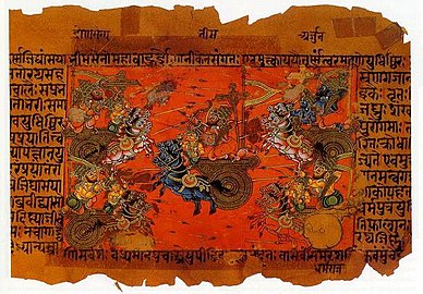 In the war scenes of Mahabharata, spies are taken as forming part of the camp. They are frequently sent from one side to another to gauge the strength of the enemy.Image of a battle scene from Mahabharata