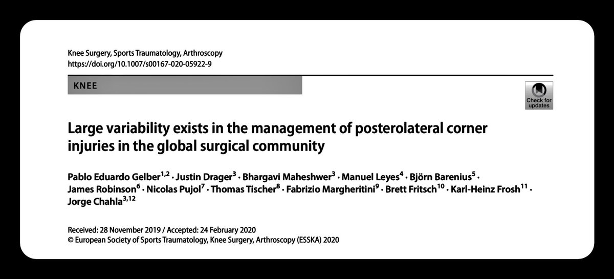 🔥Just published our last study on PLC injuries <a href="/KSSTA/">Knee Surgery, Sports Traumatology, Arthroscopy</a> 
✅World survey among 1,000 knee surgeons:
👉80% agreement only in use of MRI
👉60% agreement for brace postop

Other than that...
🤦‍♂️HIGH VARIABILITY among surgeons worldwide 🌍 🌎 

link.springer.com/article/10.100…