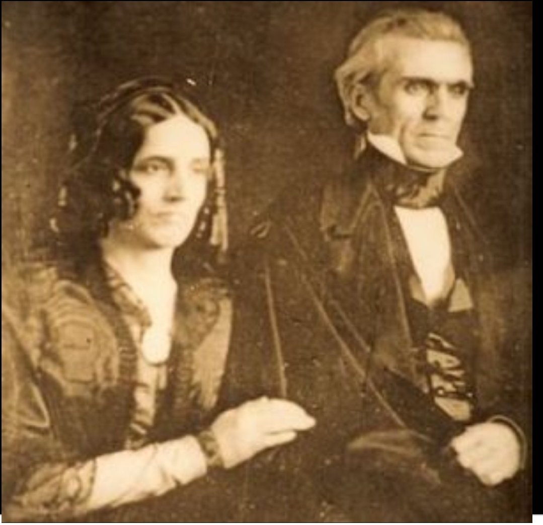 James K. Polk & Sarah Childress- Married 1824- allegedly set up by his mentor Andrew Jackson- after his death in 1849, Sarah Polk lived another 42 years, making her the longest widowed First Lady of all time #POTUS  #FLOTUS