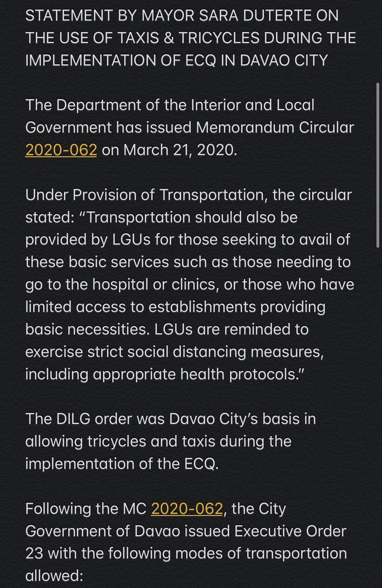 mavgonzales's tweet photo. Davao City Mayor Sara Duterte allows use of tricycles and taxis during enhanced community quarantine in the city. https://t.co/1eaAQOHivg