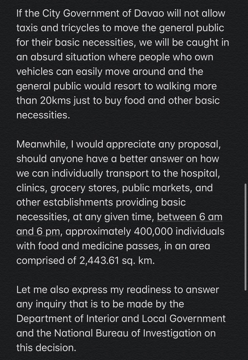 mavgonzales's tweet photo. Davao City Mayor Sara Duterte allows use of tricycles and taxis during enhanced community quarantine in the city. https://t.co/1eaAQOHivg