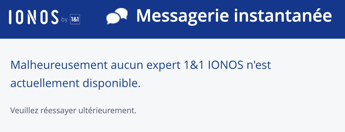 DimNeve's tweet photo. @ionos_fr Impossible de vous contacter par téléphone/chat/mail/... Notre serveur plante toutes les 30sec et aucun support ?? Impossible d'avoir une personne technique pour nous aider ! https://t.co/hSD277rmU9