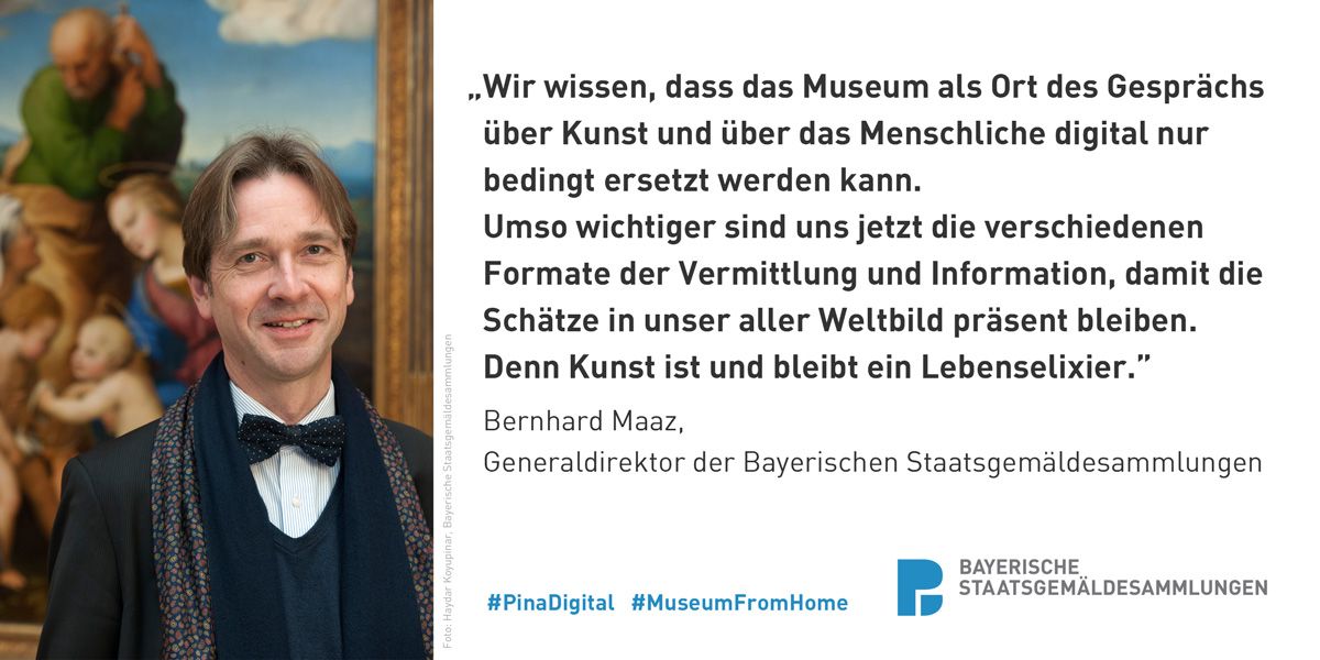 Pinakotheken (@pinakotheken) on Twitter photo Tretet ein! 👉 g.co/AltePinakothek
Die gesamte #AltePinakothek kann ab heute weltweit über <a href="/googlearts/">Google Arts&Culture</a> virtuell betreten werden – pünktlich zum Geburtstag Raffaels und dem damit verbundenen Jahrestag der Grundsteinlegung des Museums. <a href="/GoogleDE/">Google Deutschland</a> #PinaDigital #MuseumFromHome Tretet ein! 👉 g.co/AltePinakothek
Die gesamte #AltePinakothek kann ab heute weltweit über <a href="/googlearts/">Google Arts&Culture</a> virtuell betreten werden – pünktlich zum Geburtstag Raffaels und dem damit verbundenen Jahrestag der Grundsteinlegung des Museums. <a href="/GoogleDE/">Google Deutschland</a> #PinaDigital #MuseumFromHome