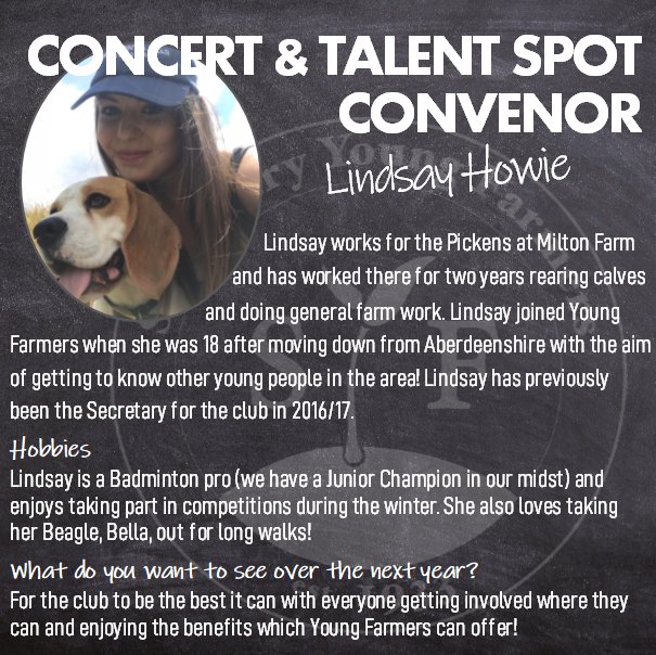 StewartryYF's tweet image. 🌟 CONCERT &amp;amp; TALENT SPOT CONVENOR 🌟 Lindsay will also help with organising Concert and Talent Spot. Having taken part in several of Stewartry’s on stage performances, we’re sure the experience from the convenors will help come up with another great idea for this year! #teamstewy