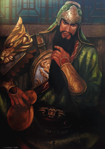 Guan YuThe God Of War And Also Commerce (?) and still worshipped today. One of Liu Bei's sworn brothers. Cao Cao is hot for him and gave him Lu Bu's rad pony and a silk beard to keep his beard in. Honestly he's a kind of boring character but the beard IS epic.