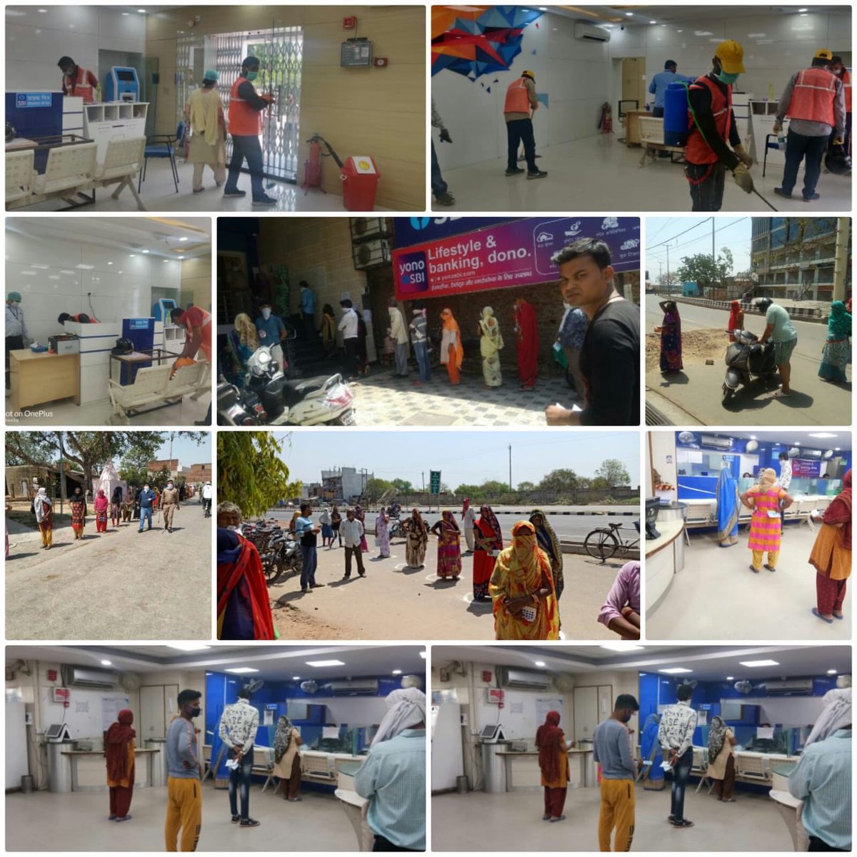 VijuyRonjan's tweet photo. The rush for essential banking services at #SBI branches/CSPs in Delhi Circle is being managed well with local Police help. Social distancing is being followed &amp; also all safety measures are being adopted. Help us to help you. Stay home, stay safe. 
@TheOfficialSBI @challasetty https://t.co/Hrl8chrhlJ