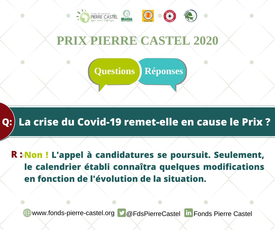 FdsPierreCastel's tweet photo. En ces temps inédits, vous êtes déjà plus de 70 inscrits pour le #PrixPierreCastel2020 !👏👏👏
🌾L’#agriculture est un secteur qu’il est essentiel de soutenir en cette période.
Nous restons mobilisés et à votre écoute. N’hésitez pas à nous poser vos questions en commentaire.😊 https://t.co/UhE5CFXcUQ