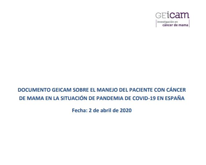 👉En relación a la actual crisis sanitaria en España, publicamos un documento de recomendaciones sobre el manejo de pacientes con #cáncerdemama en la situación de pandemia #COVID19.

Disponible en geicam.org/actualidad/not… Acceso restringido a profesionales sanitarios