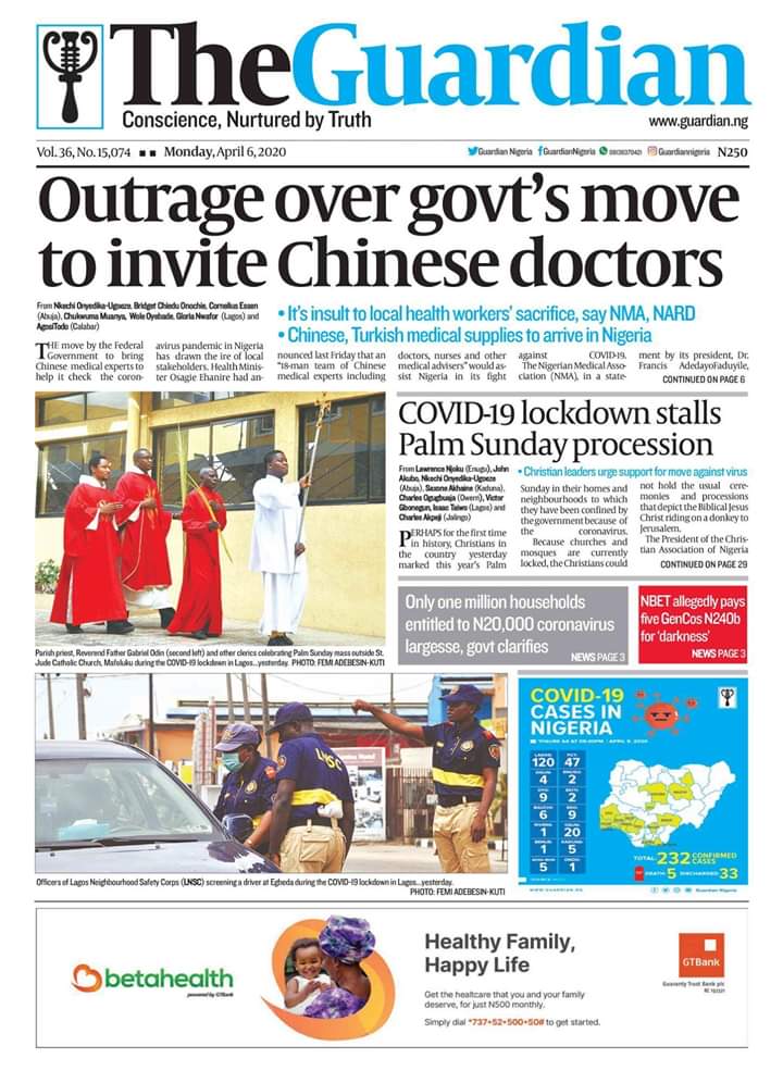 smpn_national's tweet photo. It's newspaper today
On smpn
Our opinion poll today is do you support the government's invitation of Chinese doctors to help fight corona virus
Let's have your thoughts
#smpnopinionpoll
#repyourchapter
#mondayopinion
#mediapersonalities https://t.co/sWs66CrEvs