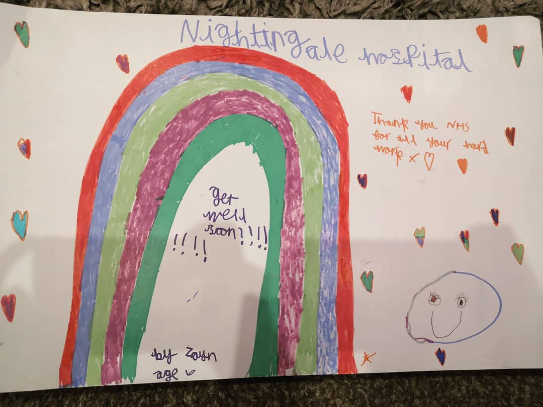 ZA in Year 1 drew a picture for the new nightingale hospital to help cheer up the patients.
