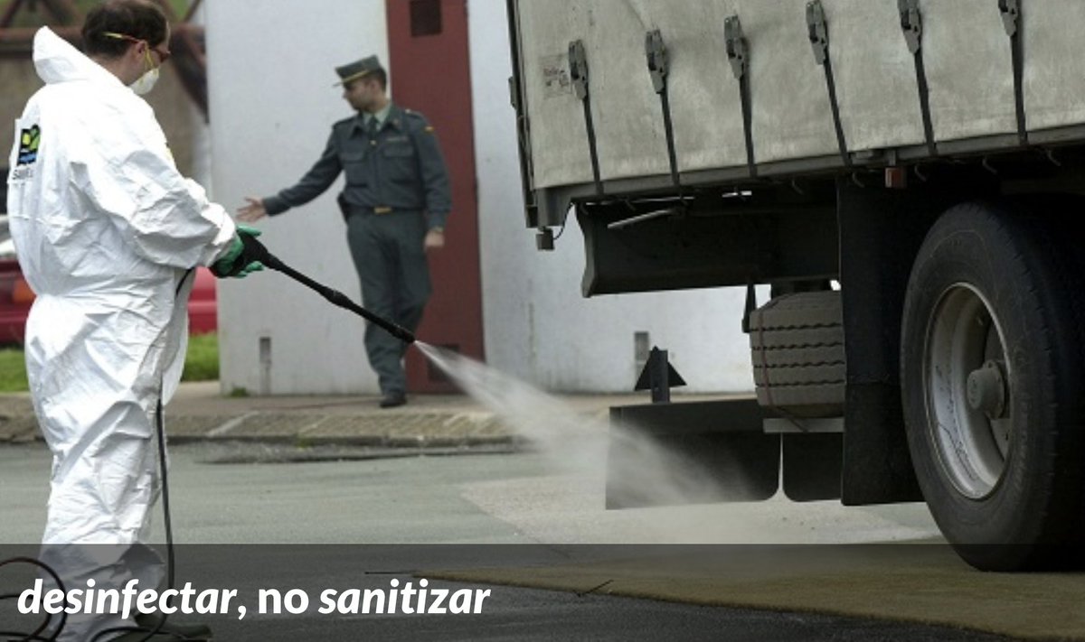 Fundeu's tweet photo. En el ámbito de la sanidad, lo recomendable es hablar de «desinfectar», no de «sanitizar» (calco del inglés «sanitize»).
#recoFundéu

https://t.co/NbKFuBFMv6 https://t.co/iMto3F7F40