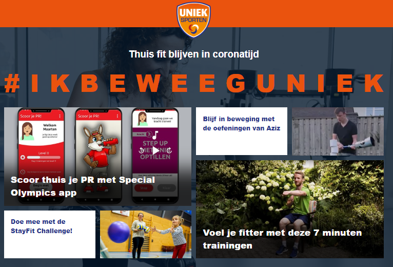 Uiteraard willen we met unieksporten.nl iedereen met een beperking ook in deze coronatijd helpen om fit te blijven. Daarom hebben we de website aangepast en zijn hier nu tips en verhalen te vinden over thuis bewegen #ikbeweeguniek