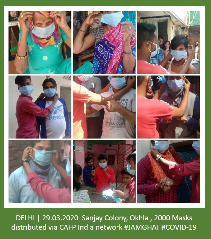 jamghathomes's tweet photo. 29.03.2020 #DELHI: Sanjay Colony, Okhla , 2000 Masks distributed through CAFP India's distribution network #JAMGHAT #COVID-19

We at Jamghat continue the critical task of distributing Masks.

#Mask #Distribution #Service #coronavirus #letsfight #stayhome #staysafe #CSO #NGO #NPO https://t.co/f5rfpxmO0m