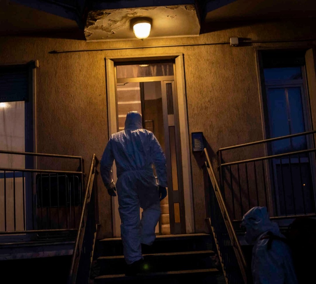 Red Cross workers have the dangerous task of entering the homes of people suspected of being infected by coronavirus.