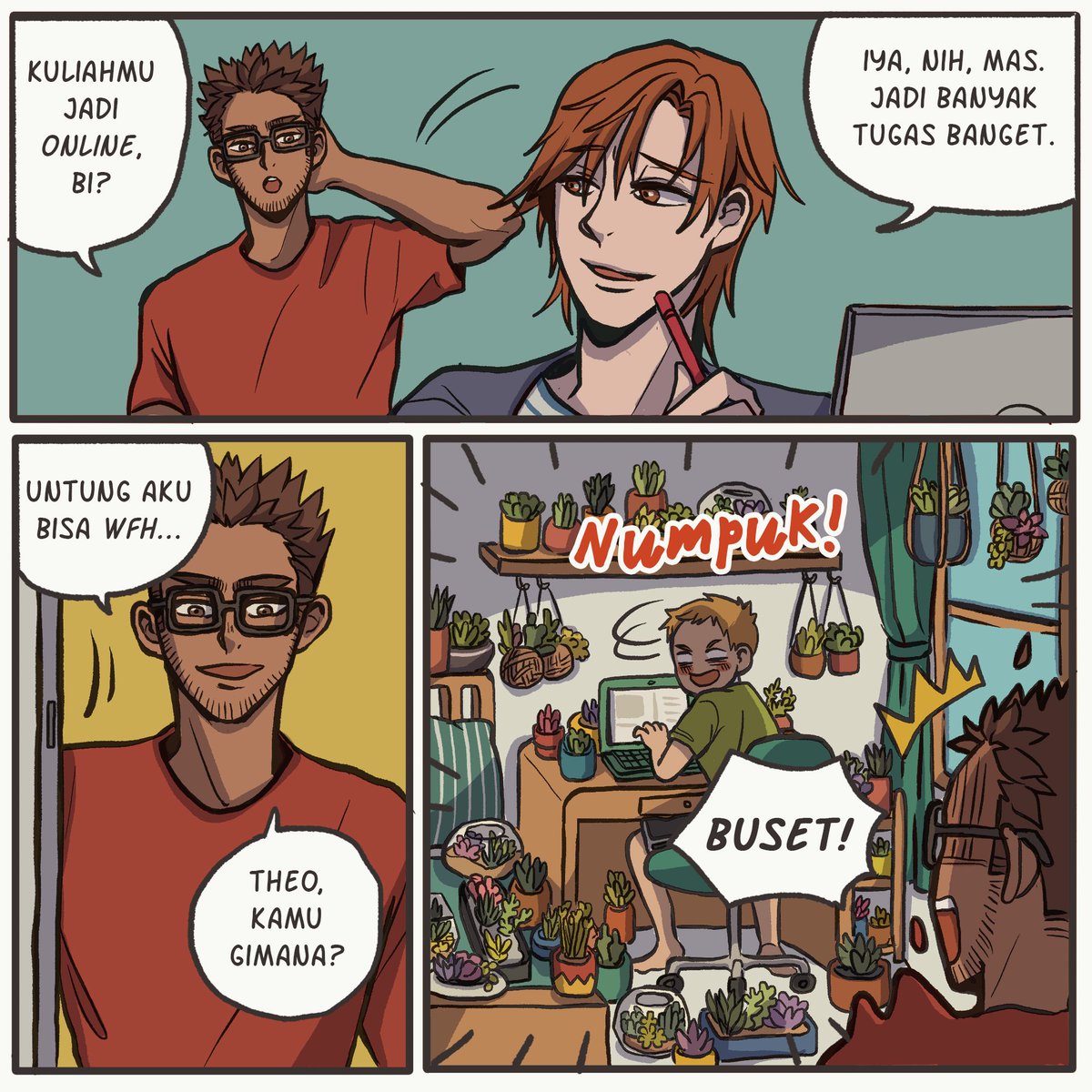 Kangen mereka di masa karantina... dan lahirlah komik ini! Mungkin akan bikin lagi dengan tema-tema lain, buat mengisi keseharian pribadi dan menghibur teman-teman~
Baca webtoon Gastronomale di https://t.co/FpNGsTqNeL ??