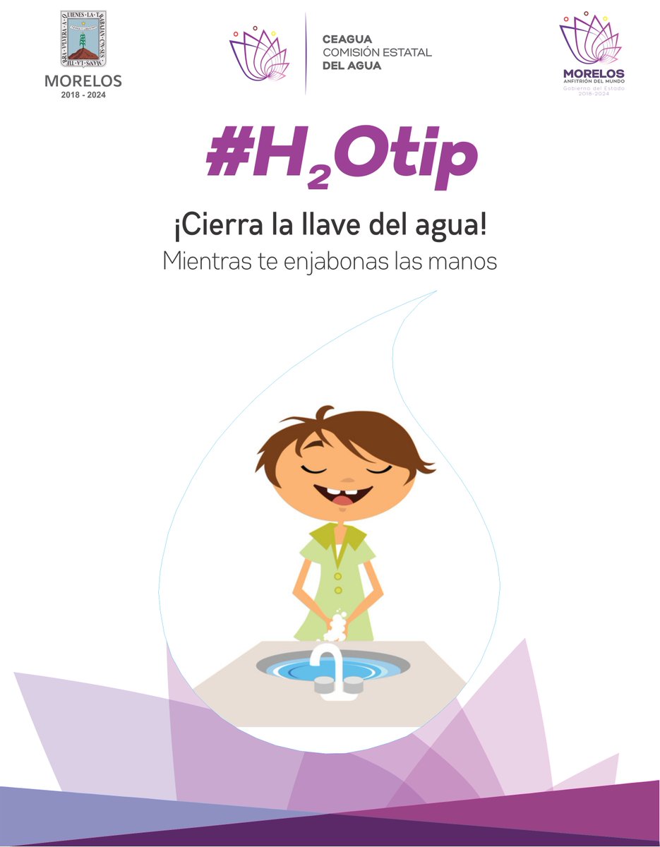 CEAGUA_Morelos's tweet photo. #H2Otip al lavarte las manos procura cerrar la llave del agua mientras te enjabonas las manos #YoCuidoElAgua #Morelos https://t.co/hrDOhapT7y